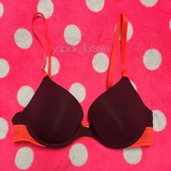 VS PINK 32B Mesh Logo Push Up Bra NWT - Picture 1 of 3